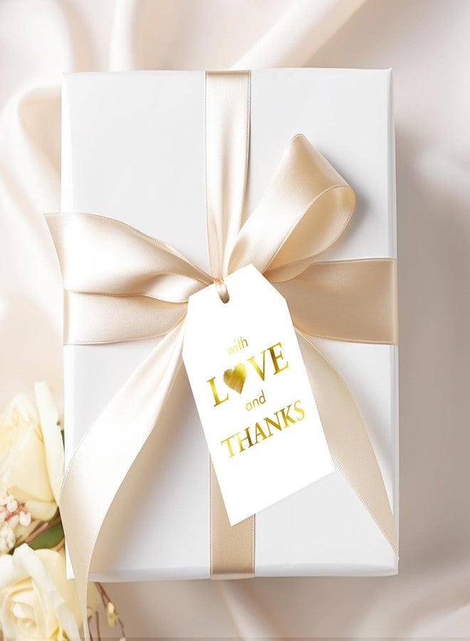 جيجاكرافت بطاقات شكر وحب من jijAcraft مع خيط - 50 قطعة من بطاقات هدايا الشكر لحفلات الزفاف، بطاقات هدايا من ورق ذهبي مقاس 3.3 × 2.1 بوصة لحفلات توديع العزوبية، وحفلات استقبال المولود، والمناسبات التذكارية. - Image 4